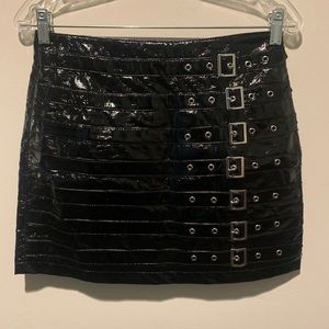 Black patent leather skirt